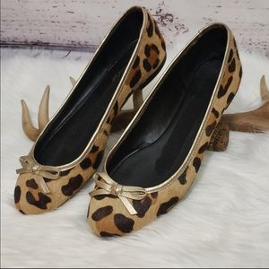Talbots Gidget Calf Hair Leopard Print Ballet Flats